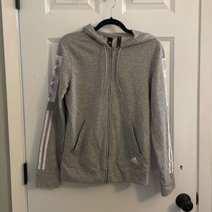Adidas Zip Sweatshirt, Gray, M